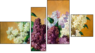 Lilac bouquet in a vase - Four-piece canvas print, Fortyk