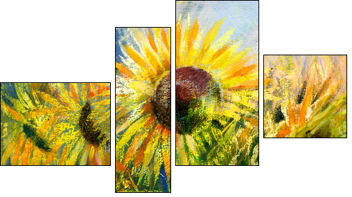 Sunflowers - Four-piece canvas print, Fortyk