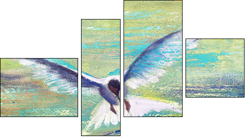 Flying seagull - Four-piece canvas print, Fortyk