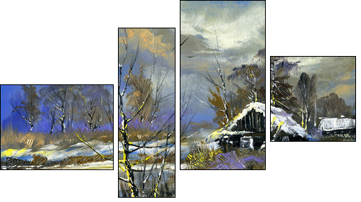 Winter landscape - Four-piece canvas print, Fortyk