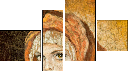 The Madonna drawn by me by oil on canvas (fragment) - Four-piece canvas print, Fortyk