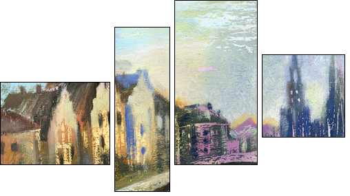 The bridge in an old city - Four-piece canvas print, Fortyk