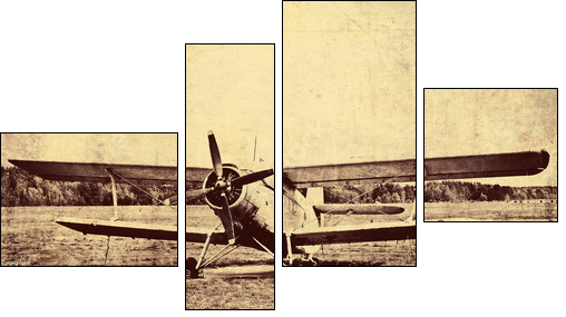 Vintage photo of an old biplane - Four-piece canvas print, Fortyk