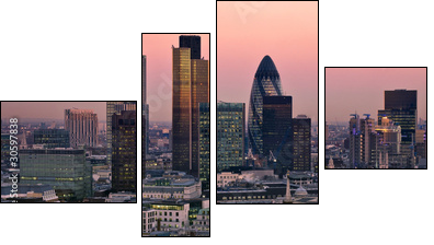 City of London at twilight - Four-piece canvas print, Fortyk