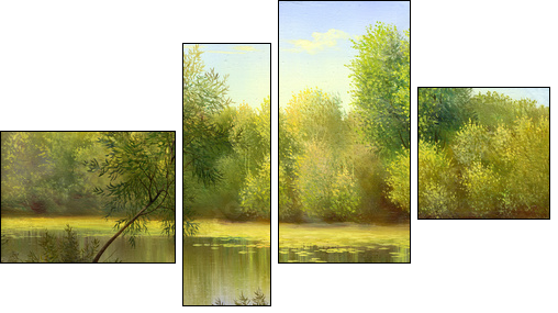 Wood lake - Four-piece canvas print, Fortyk