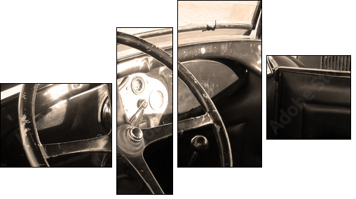 vintage car interior - Four-piece canvas print, Fortyk