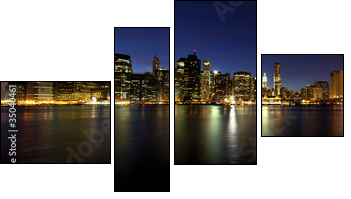 Lower Manhattan panorama at dusk, New York - Four-piece canvas print, Fortyk