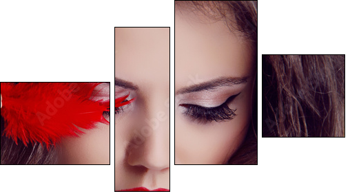 Fashion woman Beauty Portrait. Red Lips - Four-piece canvas print, Fortyk