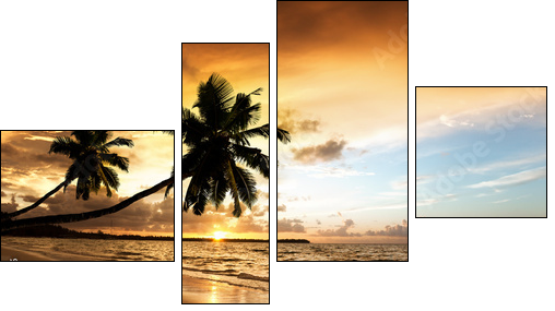 sunset on the beach of caribbean sea - Four-piece canvas print, Fortyk