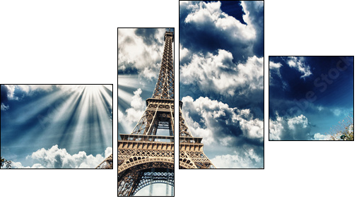 Wonderful view of Eiffel Tower in all its magnificence - Paris - Four-piece canvas print, Fortyk