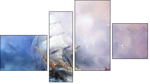 Seascape Sea breeze - Four-piece canvas print, Fortyk