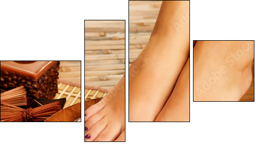 female feet at spa salon on pedicure procedure - Four-piece canvas print, Fortyk