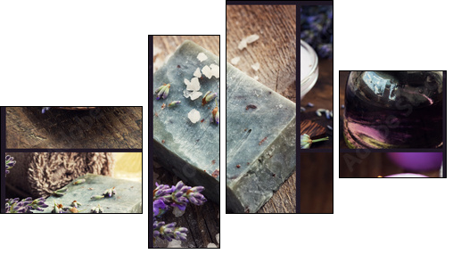 Lavender dayspa collage - Four-piece canvas print, Fortyk