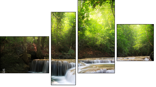 Deep forest waterfall - Four-piece canvas print, Fortyk