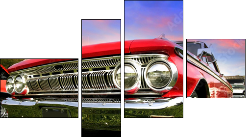 Red Muscle Car - Four-piece canvas print, Fortyk