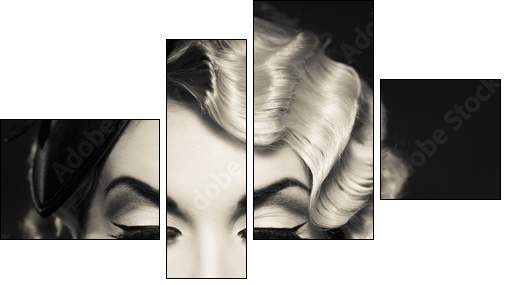 Monochrome picture of elegant blond retro woman  - Four-piece canvas print, Fortyk
