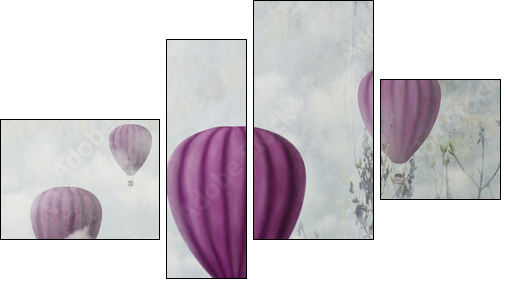 Pink Balloons - Four-piece canvas print, Fortyk