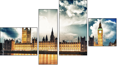 Big Ben and House of Parliament at River Thames International La - Four-piece canvas print, Fortyk