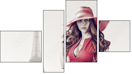 Young beautiful woman in Paris, France - Four-piece canvas print, Fortyk