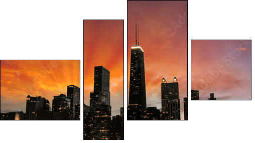 Wonderful Chicago Skyscrapers Silhouette at sunset - Four-piece canvas print, Fortyk