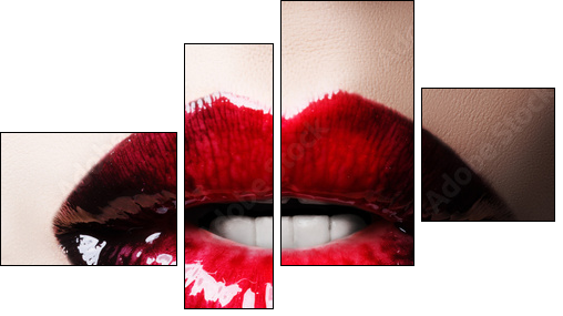 Passionate red lips - Four-piece canvas print, Fortyk