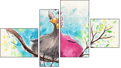 Birds in love - Four-piece canvas print, Fortyk