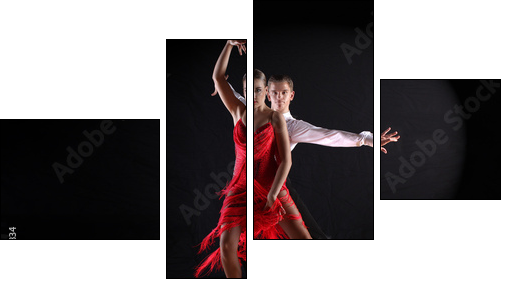 dancers in ballroom against black background - Four-piece canvas print, Fortyk