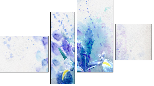 Watercolor iris - Four-piece canvas print, Fortyk