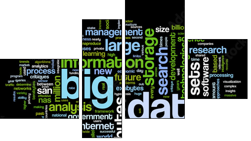 Big data concept in word cloud - Four-piece canvas print, Fortyk