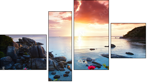 Tranquil beach resort, beautiful morning glory on the Koh Samui, - Four-piece canvas print, Fortyk