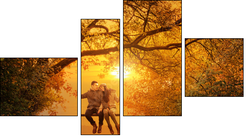 Romantic couple swing in the autumn park - Four-piece canvas print, Fortyk