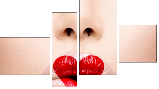 Beauty Sexy Lips with Heart Shape paint. Valentines Day - Four-piece canvas print, Fortyk