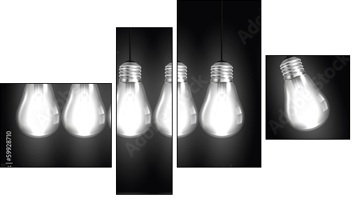 Idea concept with light bulbs in illustration vector - Four-piece canvas print, Fortyk