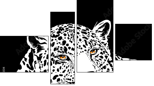 leopard with gold eyes - Four-piece canvas print, Fortyk
