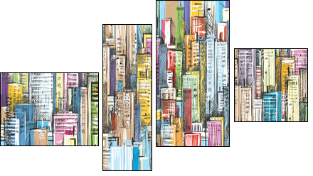 Cityscape. Hand drawn vector - Four-piece canvas print, Fortyk
