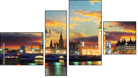 Houses of parliament - Big ben, London, UK - Four-piece canvas print, Fortyk