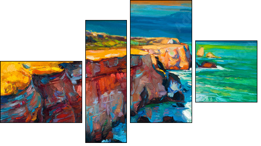 Cliffs and ocean - Four-piece canvas print, Fortyk