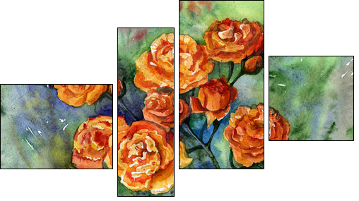 red rose - Four-piece canvas print, Fortyk