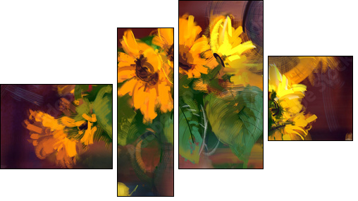Sunflowers - Four-piece canvas print, Fortyk