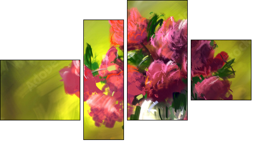 Flowers peonies - Four-piece canvas print, Fortyk