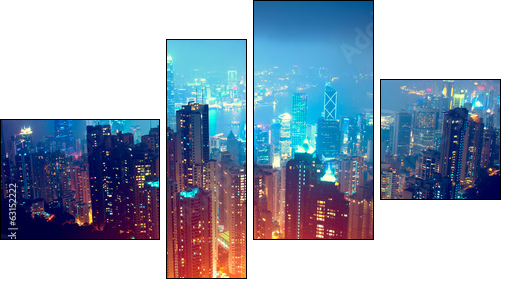 Hong Kong Night View - Four-piece canvas print, Fortyk