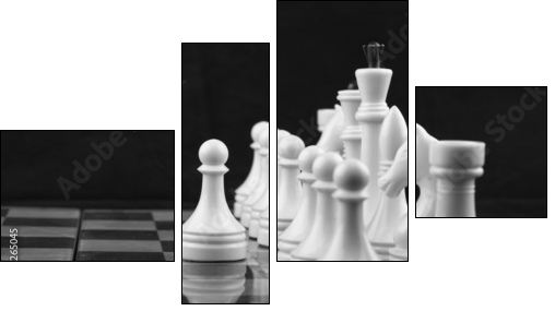 Chess white on black - Four-piece canvas print, Fortyk