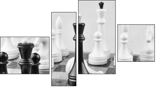 Chess white on black - Four-piece canvas print, Fortyk