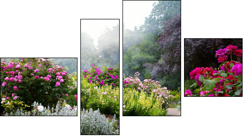 Art flowers in the morning in an English park - Four-piece canvas print, Fortyk