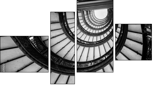Low angle view of spiral staircase, Chicago, Cook County, Illino - Four-piece canvas print, Fortyk