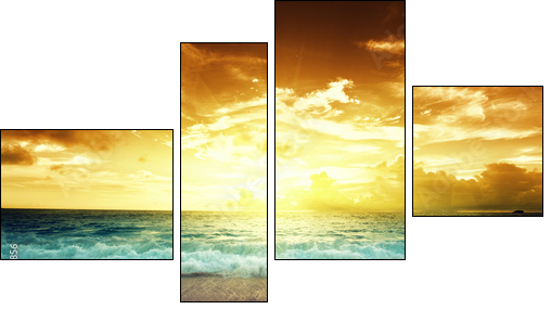 sunset on Seychelles beach - Four-piece canvas print, Fortyk