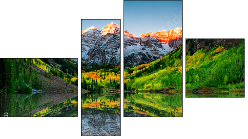 Sunrise at Maroon bells lake - Four-piece canvas print, Fortyk