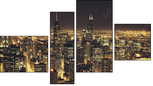 Chicago at Night - Four-piece canvas print, Fortyk