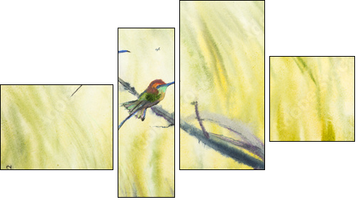six small birds - Four-piece canvas print, Fortyk