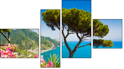 Postcard view of Amalfi Coast, Ravello, Campania, Italy - Four-piece canvas print, Fortyk